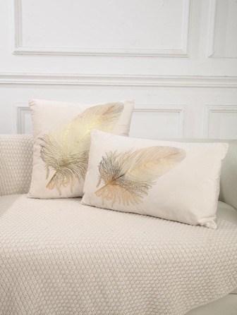 1 件天鹅绒金箔装饰抱枕套，家居装饰