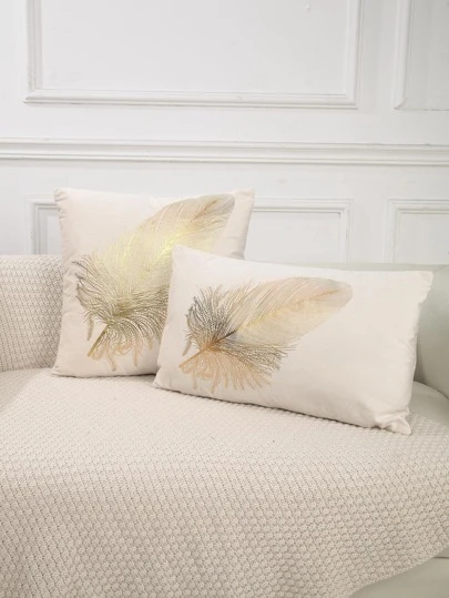 1 件天鹅绒金箔装饰抱枕套，家居装饰