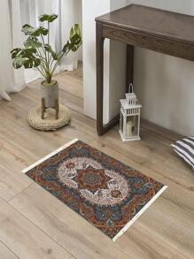 1 Thảm Họa Tiết Mandala, Boho Polyester Tua Rua Trang Trí Thảm Trải Sàn Cho Gia Đình - Nhiều màu - Xem 1