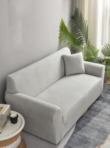 1peça sólido Capa de sofá & 1peça Fronha da almofada sem minimalista poliéster Capa de sofa Conjuntos para casa - Cinza claro - Ver 1