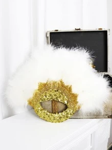 Quạt trang trí trang trí lông vũ 1 cái - Nhiều màu - Xem 1