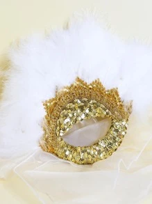 Quạt trang trí trang trí lông vũ 1 cái - Nhiều màu - Xem 6