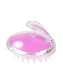 1入組矽膠頭皮按摩器浴室洗髮水按摩刷 - 粉色 - 查看 1