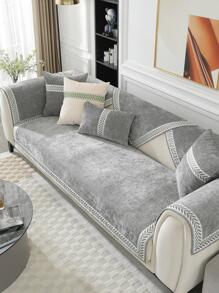 1 Màu Xám Lá Dạ Nỉ Sofa Khăn Hiện Đại Sofa Sofa Chăn Cho Gia Đình, Tất Cả Các Mùa - Xám - Xem 4