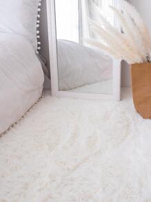 1pc Solid Fluffy Rug, Simple White Plush Floor Mat For Living Room And Bedroom - White - View 5