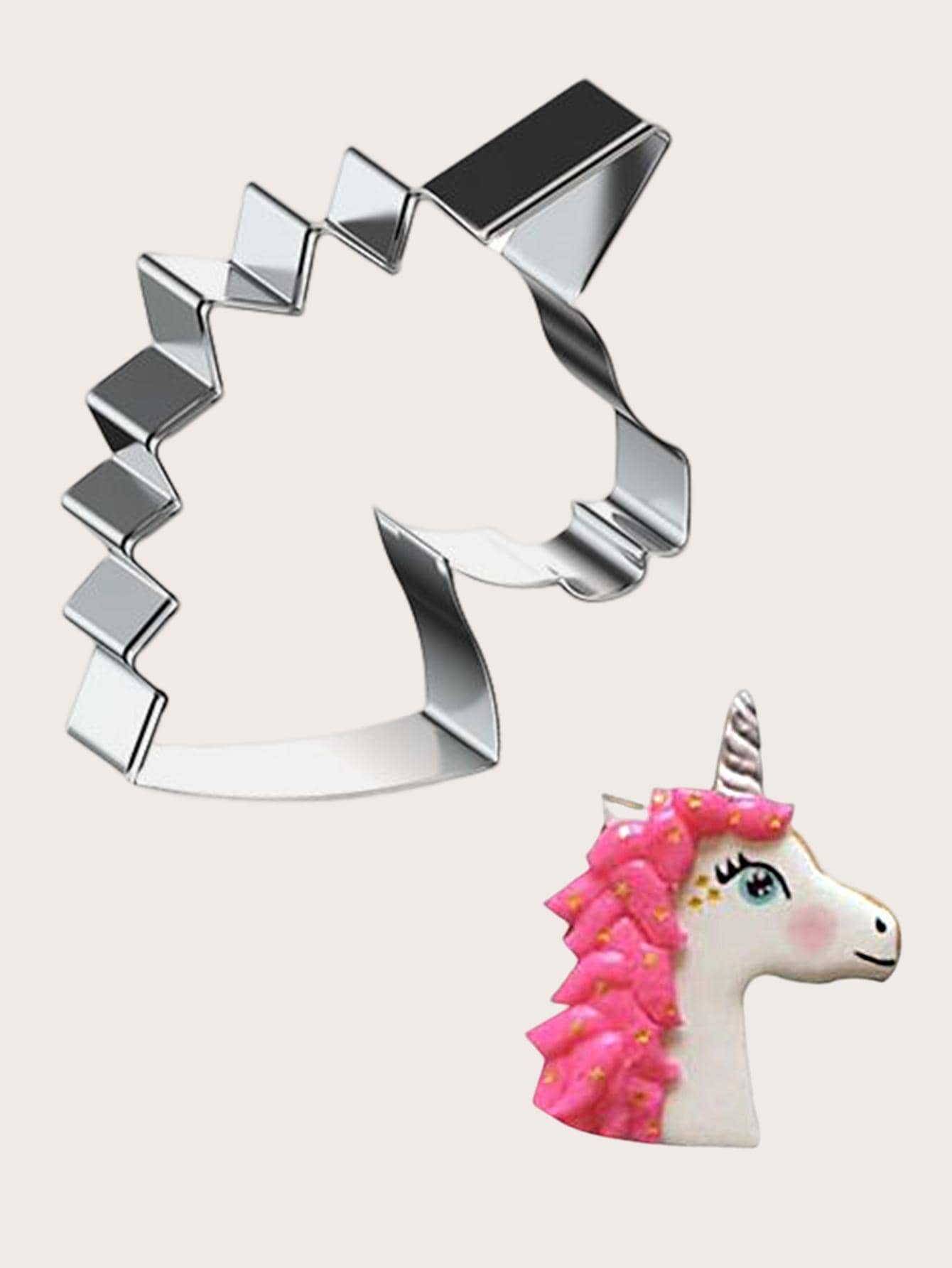 1pc Unicorn Shaped Cookie Mold, Cute Biscuit Cutter, For Baking - Grey - View 1