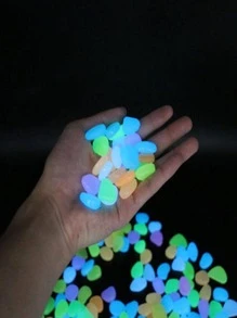 50pcs Glow In The Dark Decorative Pebble, Small Stone Decoration, For Garden - Multicolor - View 1