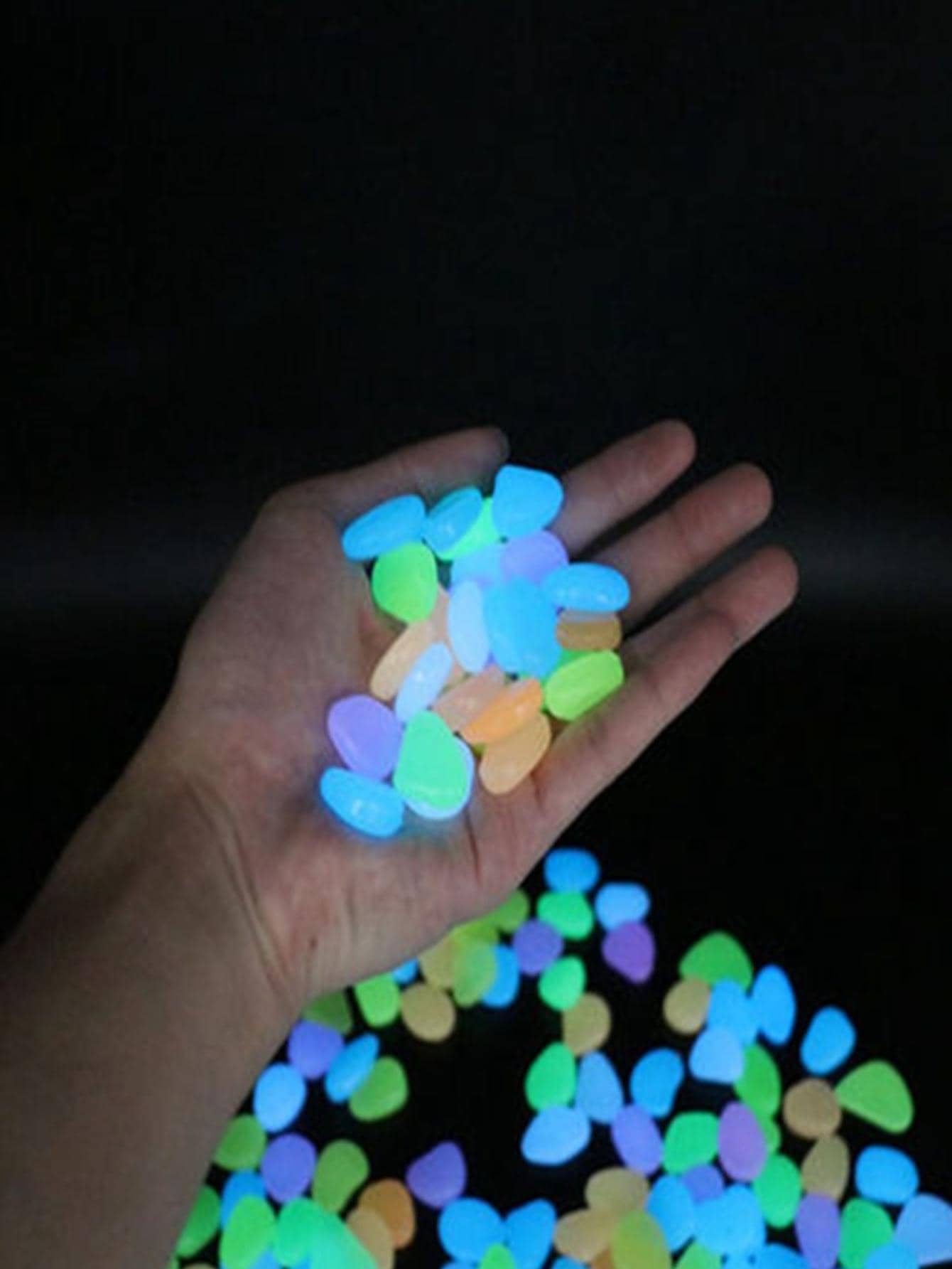 50pcs Glow In The Dark Decorative Pebble, Small Stone Decoration, For Garden - Multicolor - View 1