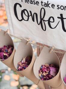 62pcs Multicolored Confetti Cone Flag Pulling Wedding Party Decoration Supplies - Brown - View 2