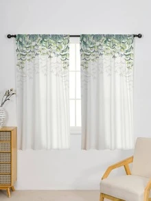 1pc Plant Pattern Curtain, Modern Polyester Curtain For Bedroom And Living Room - Multicolor - View 2