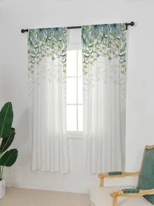 1pc Plant Pattern Curtain, Modern Polyester Curtain For Bedroom And Living Room - Multicolor - View 4