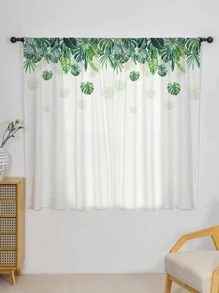 葉子圖案單面板遮光窗簾現代熱帶葉子印花單面板遮光窗簾適用於臥室和客廳 - 彩色 - 查看 1