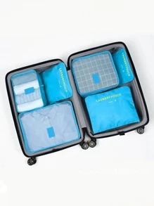 6入組旅行收纳包,便攜衣服收納袋行李包裝袋適用於內衣化妝品 - 藍色 - 查看 3