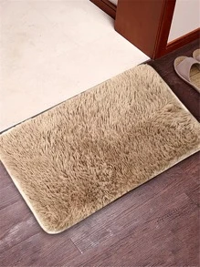 1pc Camel Plush Rug, Minimalist Polyester Floor Carpet For Living Room, Bedroom - Camel - View 7