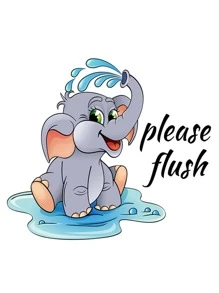 1入組大像圖案馬桶蓋貼花卡通動物印花PVC馬桶凳馬桶貼紙 - 灰色 - 查看 9