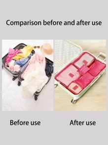 6pcs Portable Travel Storage Bag,Boho Vibes - Hot Pink - View 3