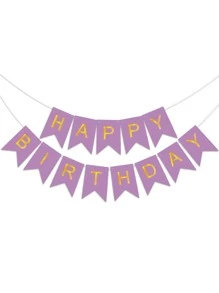 Bộ Sinh Nhật Trang Trí Kéo Lá Cờ Chữ Hiện Đại Giấy Đồ Họa Biểu Ngữ Cho Tiệc Sinh Nhật, Ngày Lễ - Màu tím - Xem 2