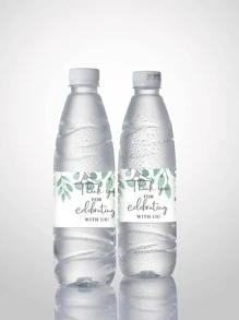 Nhãn dán chai nước đồ họa khẩu hiệu 30 chiếc - trắng - Xem 2