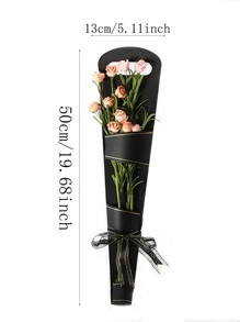 1入組紙質禮品盒現代蝴蝶結裝飾花卉禮品包裝盒 - 黑色 - 查看 2