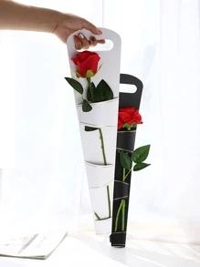 1入組紙質禮品盒現代蝴蝶結裝飾花卉禮品包裝盒 - 黑色 - 查看 4