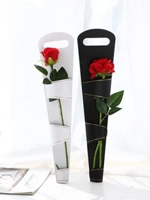 1入組紙質禮品盒現代蝴蝶結裝飾花卉禮品包裝盒 - 黑色 - 查看 3