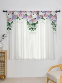 1入組花卉印花窗簾臥室用現代滌綸遮光窗簾 - 彩色 - 查看 1