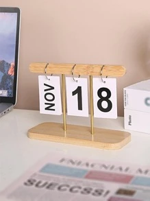 1 đồ thủ công trang trí bằng gỗ, đối tượng trang trí thiết kế lịch sáng tạo cho gia đình - Màu vàng - Xem 2