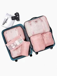 Túi đựng đồ du lịch di động 7 chiếc, Túi đựng quần áo đa năng màu hồng khi đi du lịch, Phong cách Boho - Hồng - Xem 6