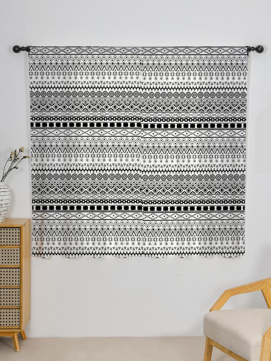 Cortina una sola pieza con patrón geométrico - Multicolor - Ver 1