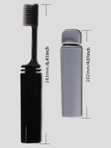 1pc Plastic Toothbrush, Minimalist Foldable Portable Manual Toothbrush For Travel Home Bathroom Decor Summer - Black - View 4