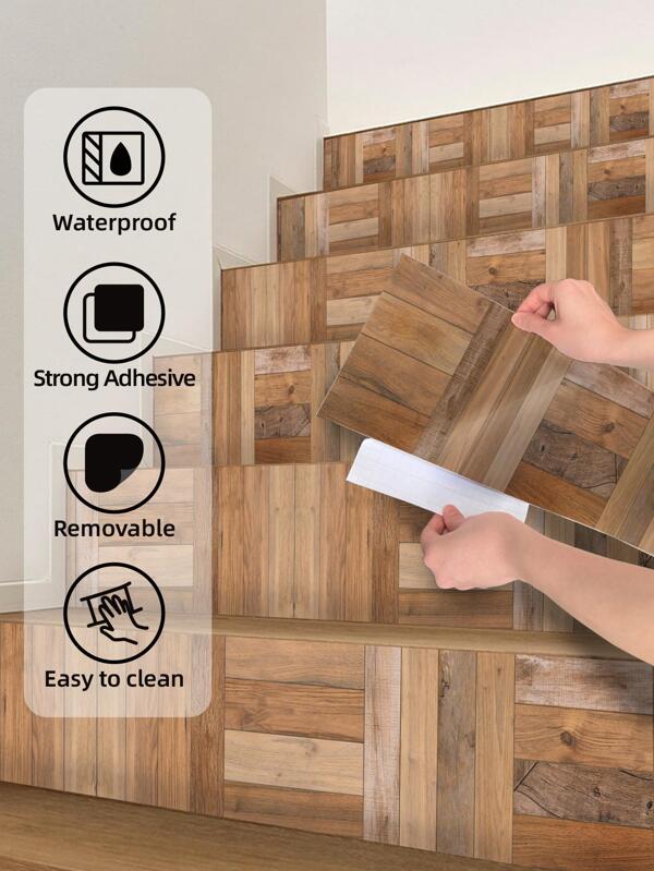 1pc PVC Floor Sticker, Modernist Waterproof Peel Stick Floor Tile For