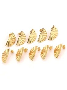 10 Cái/bộ Thời Trang Quạt Bằng Thép Không Gỉ Tự Làm Bông Tai Phụ Kiện Dành Cho Nữ Cho Tự Làm Trang Sức Làm - Vàng - Xem 1