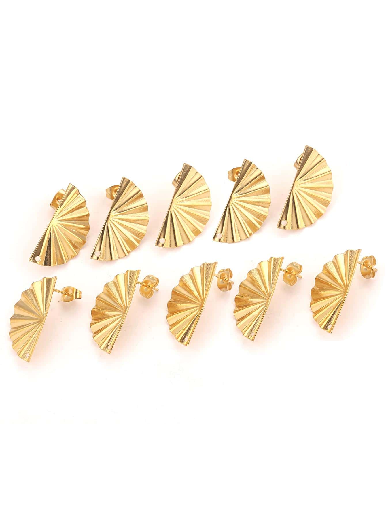10 Cái/bộ Thời Trang Quạt Bằng Thép Không Gỉ Tự Làm Bông Tai Phụ Kiện Dành Cho Nữ Cho Tự Làm Trang Sức Làm - Vàng - Xem 1