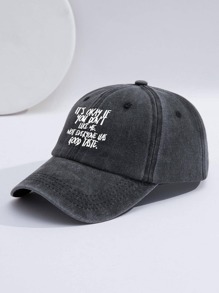 Men Slogan Graphic Baseball Cap Street - Dark Grey - View 2