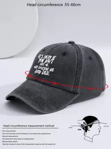 Men Slogan Graphic Baseball Cap Street - Dark Grey - View 4