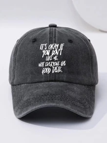 Men Slogan Graphic Baseball Cap Street - Dark Grey - View 1