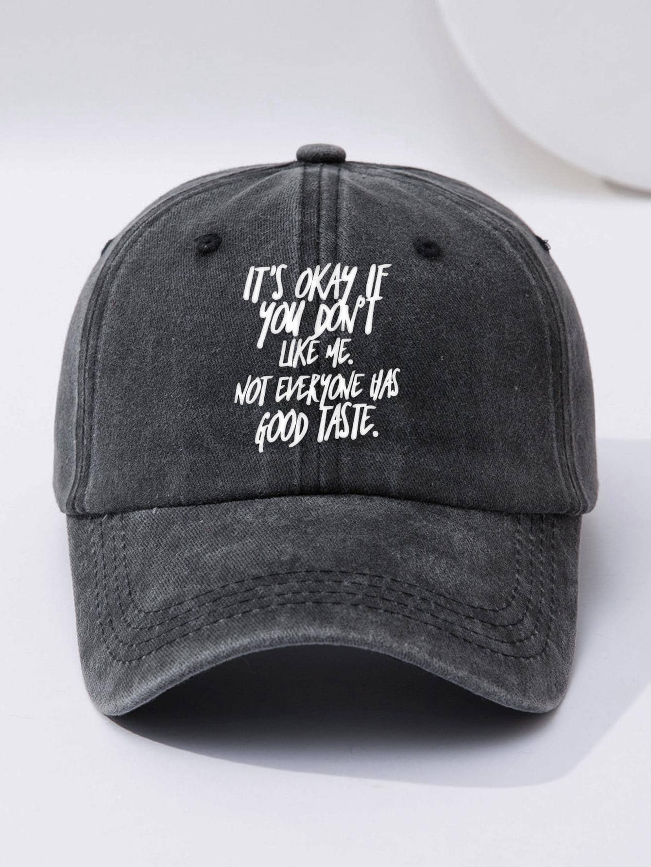 Men Slogan Graphic Baseball Cap Street - Dark Grey - View 1