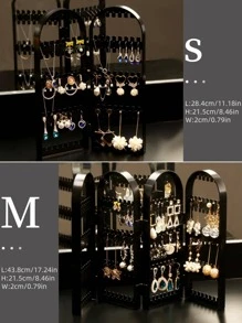 1pc Plastic Jewelry Storage Rack, Clear Foldable Jewelry Tower Stand For Home, Back To School Supplies - Black - View 2