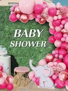 124入組/套乳膠氣球花環浪漫混合顏色亮片細節氣球拱形婚禮派對 - 玫紅色 - 查看 2