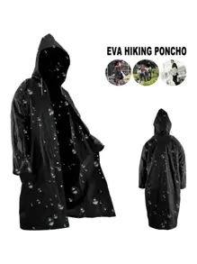1入組雨衣,加厚防水雨衣,女士男士黑色野營防水雨衣套裝 - 黑色 - 查看 4