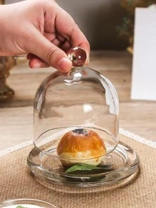 1 pieza Bandeja de vidrio con tapa, bandeja de alimentos moderna y transparente para cocina como regalo de Navidad - transparente - Ver 3