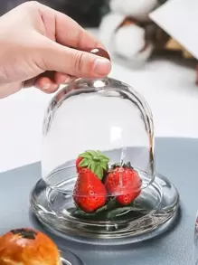 1 pieza Bandeja de vidrio con tapa, bandeja de alimentos moderna y transparente para cocina como regalo de Navidad - transparente - Ver 4