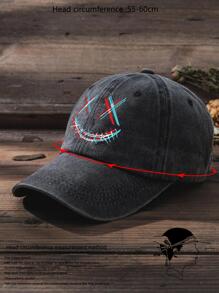 男士表情圖案棒球帽 - 深灰色 - 查看 4