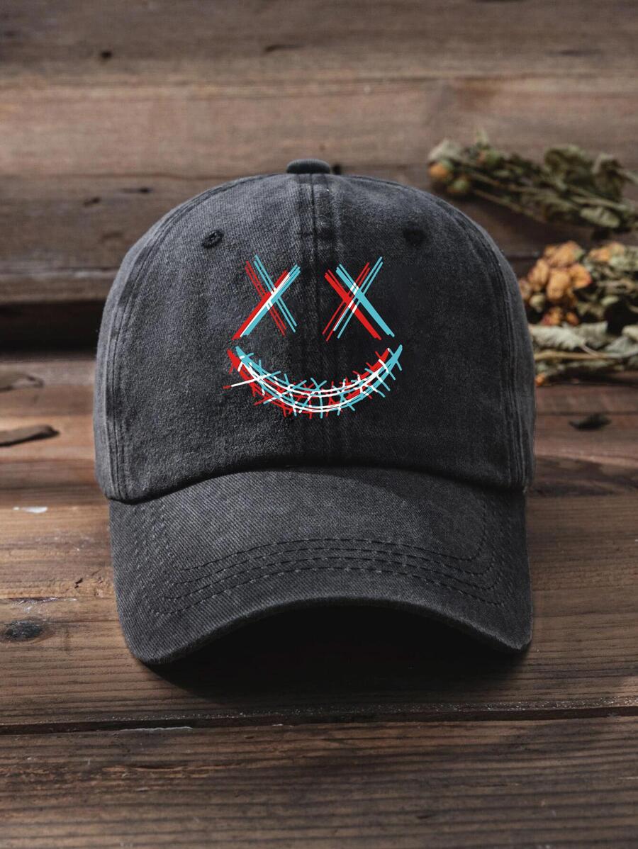 男士表情圖案棒球帽 - 深灰色 - 查看 1