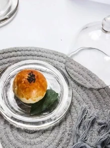 1 pieza Bandeja de vidrio con tapa, bandeja de alimentos moderna y transparente para cocina como regalo de Navidad - transparente - Ver 7