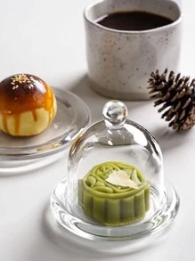 1 pieza Bandeja de vidrio con tapa, bandeja de alimentos moderna y transparente para cocina como regalo de Navidad - transparente - Ver 8