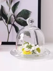 1 pieza Bandeja de vidrio con tapa, bandeja de alimentos moderna y transparente para cocina como regalo de Navidad - transparente - Ver 9