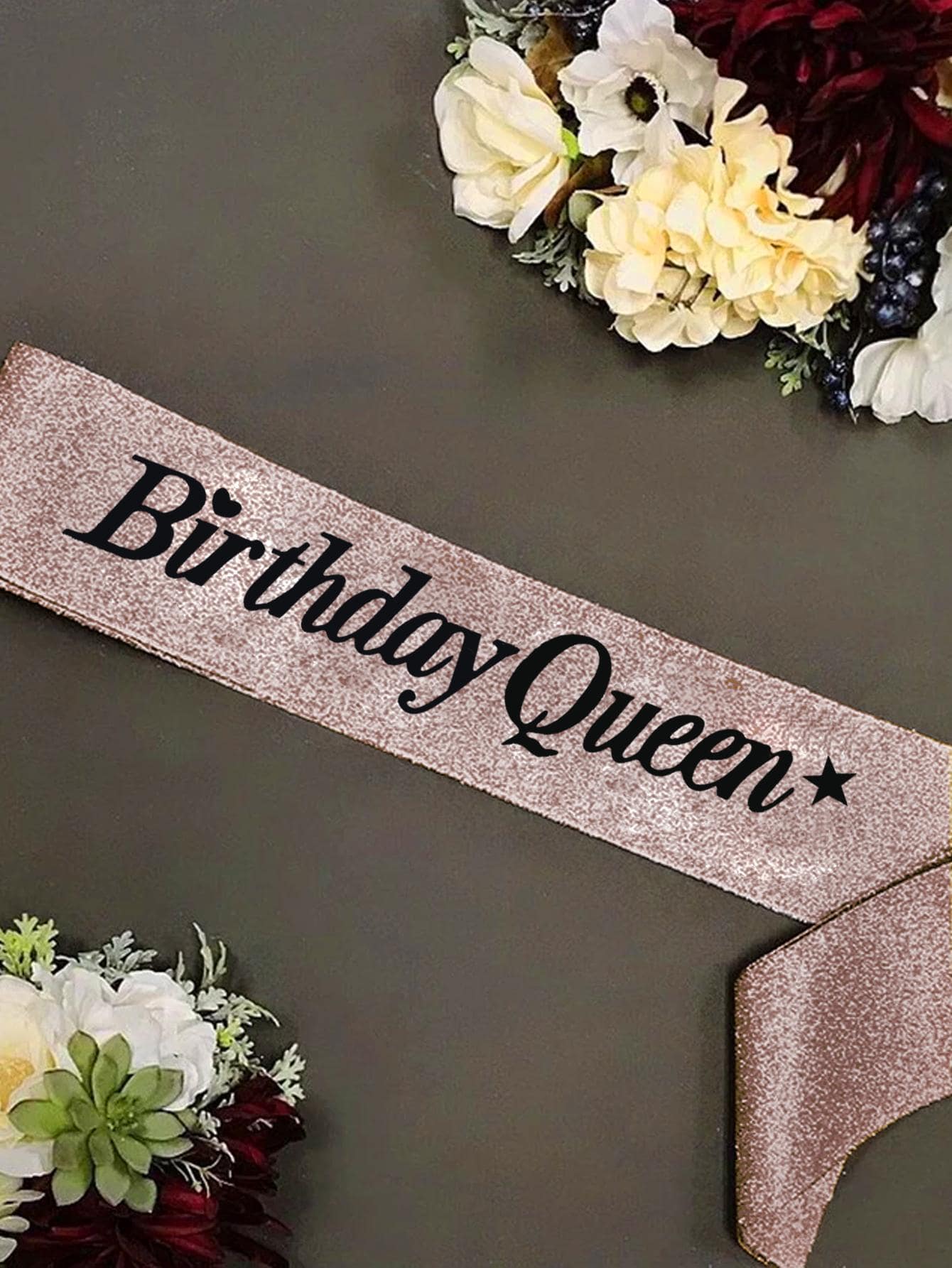 1pc Star & Slogan Graphic Sash, Creative Polyester Ceremonial Shoulder Strap For Party,Christmas - Rose Gold - View 1