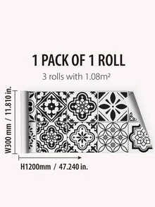 1 miếng dán nhà bếp in hoa chống thấm nước - Đen và trắng - Xem 5