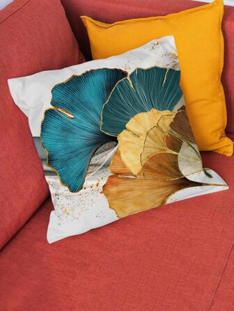 Funda de cojín sin relleno hoja de ginkgo con estampado